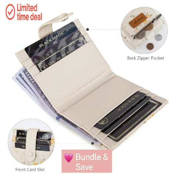 Slim RFID Bifold Wallet with Zipper Coin Pocket & 8 Card Slots - Picture 5 of 7